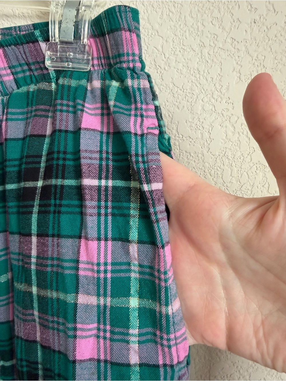 Victoria's Secret Plaid Jogger Lounge Pants XS Green Pink Cotton Modal Soft Cozy - Picture 6 of 11
